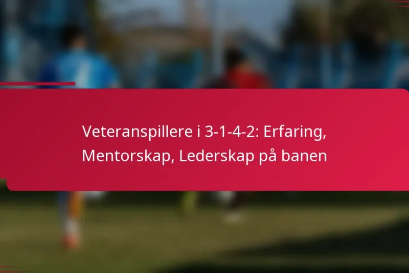 Veteranspillere i 3-1-4-2: Erfaring, Mentorskap, Lederskap på banen