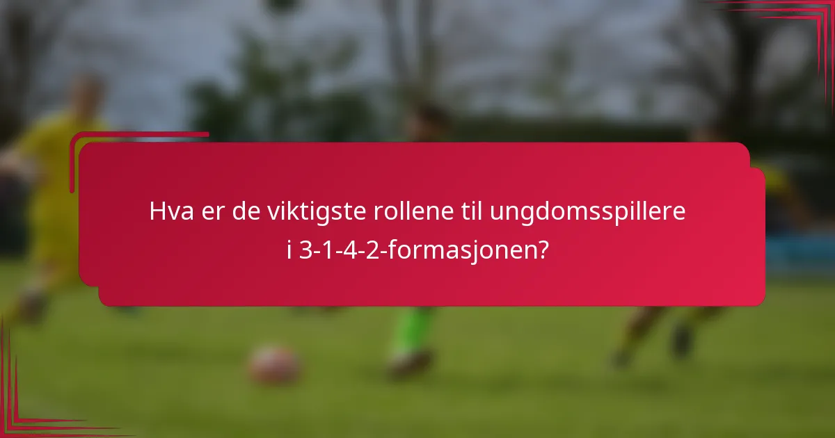 Hva er de viktigste rollene til ungdomsspillere i 3-1-4-2-formasjonen?