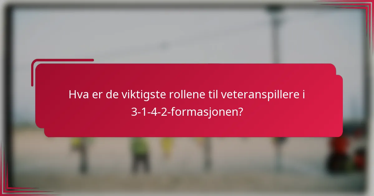 Hva er de viktigste rollene til veteranspillere i 3-1-4-2-formasjonen?